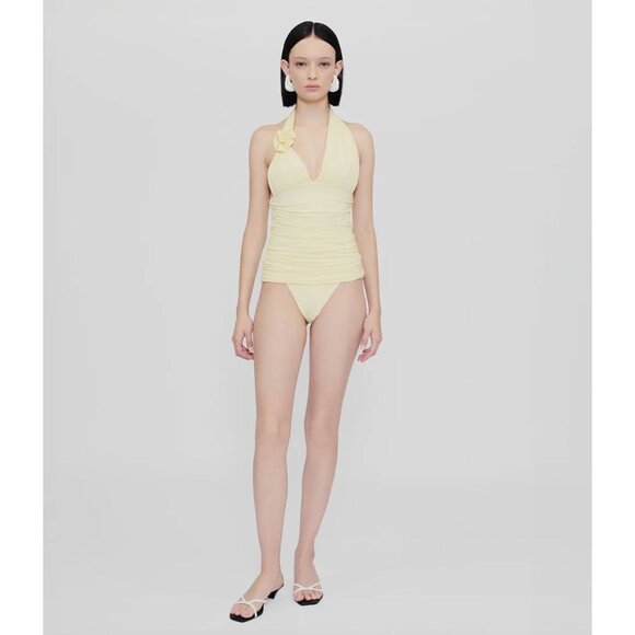 Maygel Coronel Vanilla Yellow Rosette Stretch Top Women's One Size OS - Picture 3 of 8